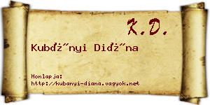 Kubányi Diána névjegykártya